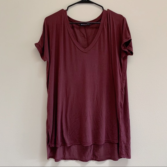 Brandy Melville Tops - Brandy Melville Maroon Short Sleeve Lounge Shirt